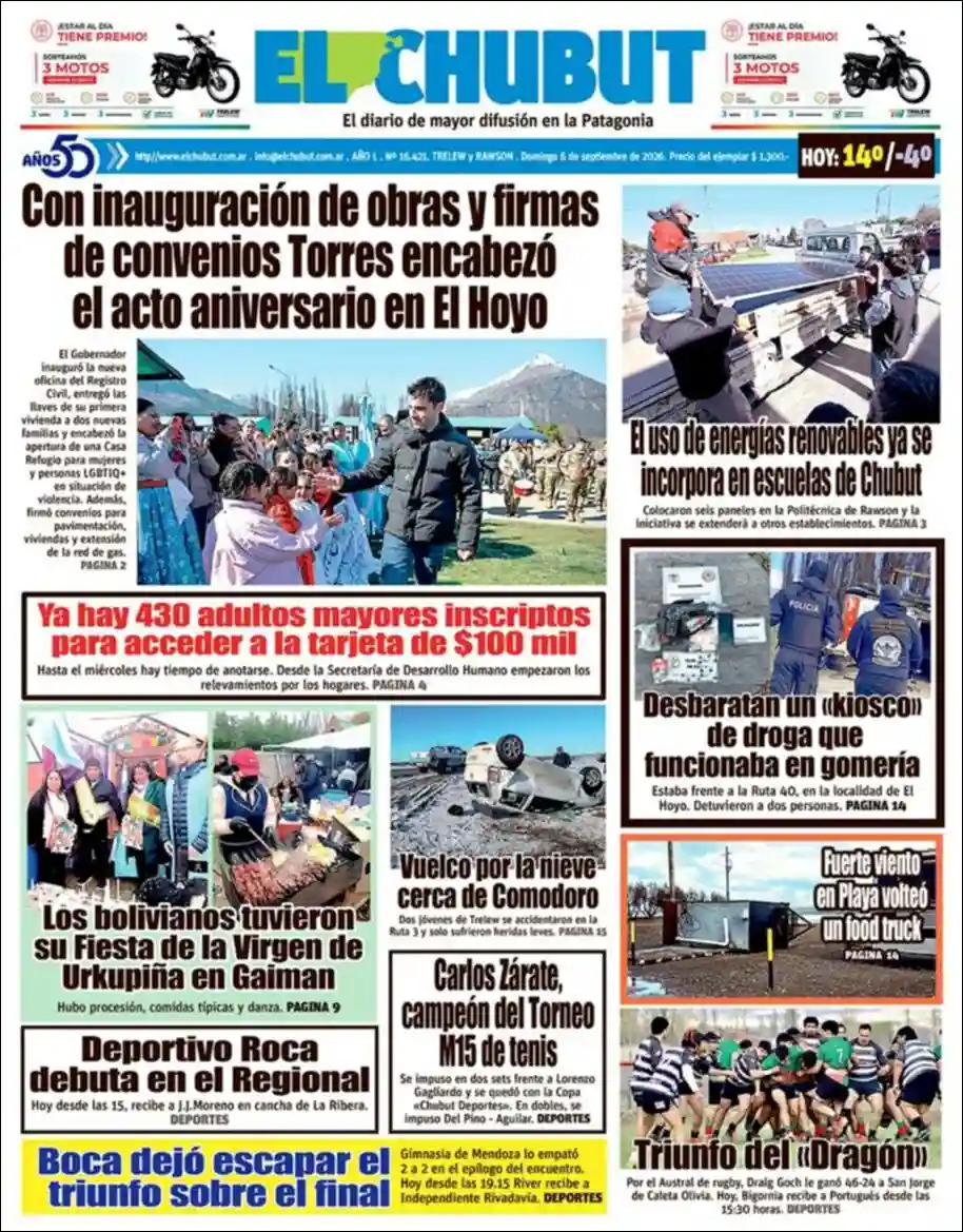 Evolucion Streaming | MARÍA ESTER - Tapa del diario El Chubut